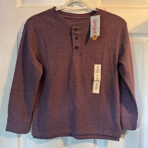 NWT Cat & Jack Boys Plum Purple‎ Long Sleeve Henley Top Shirt Size Medium 8